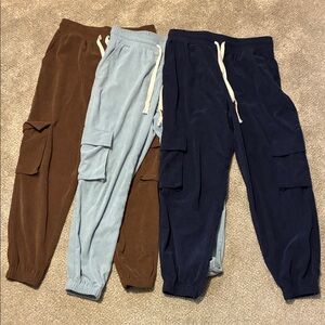 Combo - Corduroy Cargo Joggers Trio - Brown, Light Blue, Navy